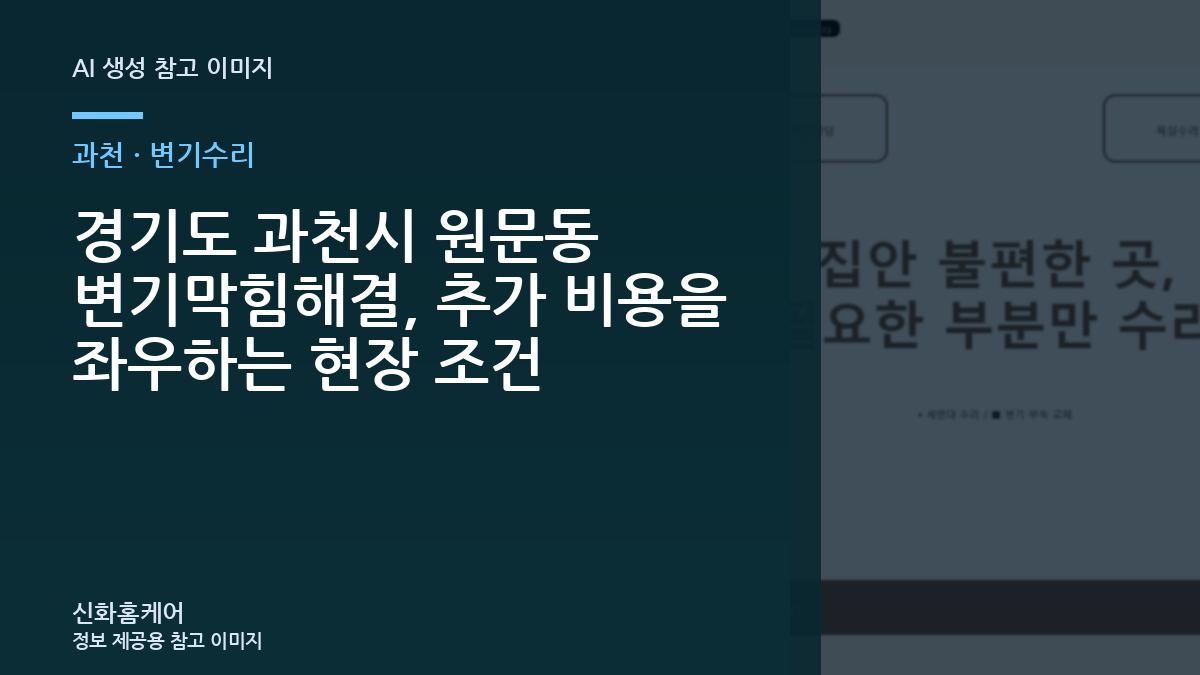 경기도 과천시 원문동 변기막힘해결, 추가 비용을 좌우하는 현장 조건