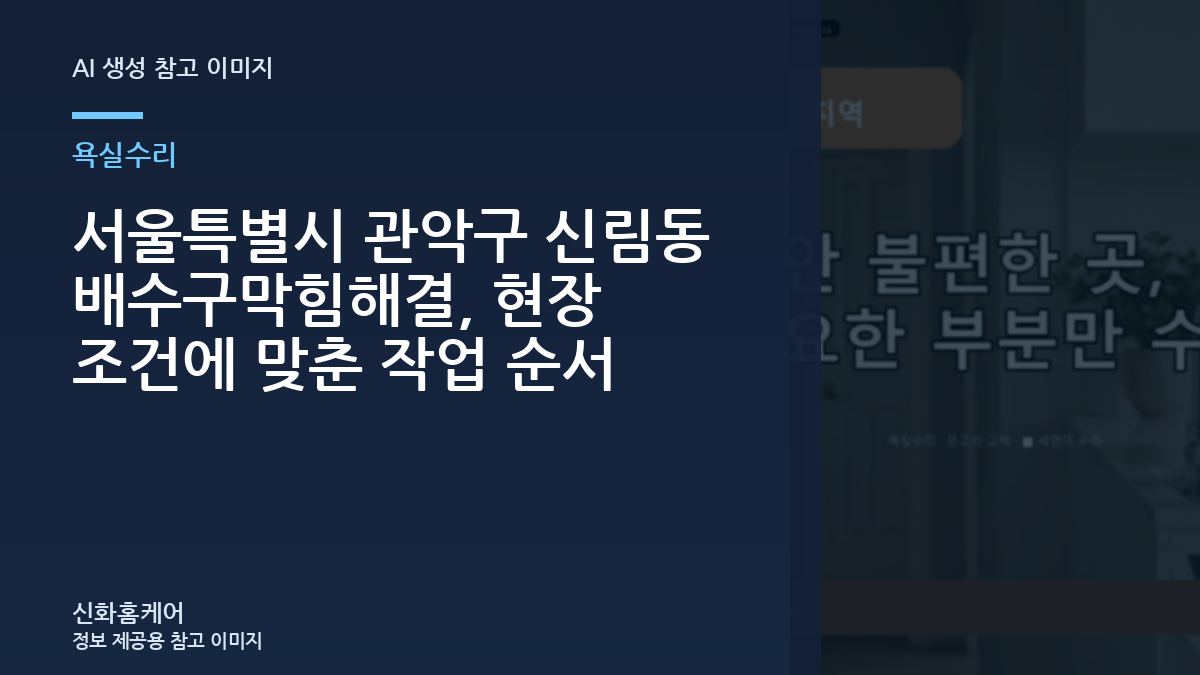서울특별시 관악구 신림동 배수구막힘해결, 현장 조건에 맞춘 작업 순서