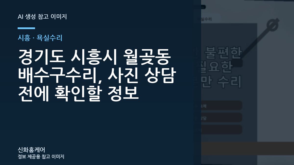 경기도 시흥시 월곶동 배수구수리, 사진 상담 전에 확인할 정보