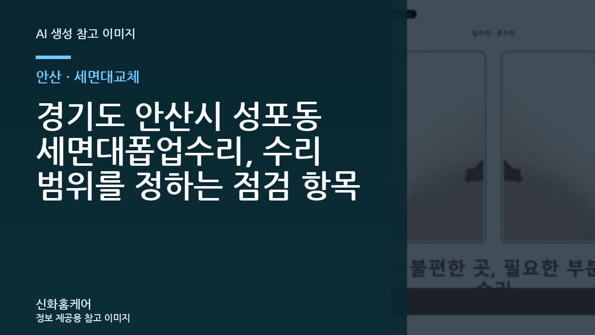 경기도 안산시 성포동 세면대폽업수리, 수리 범위를 정하는 점검 항목