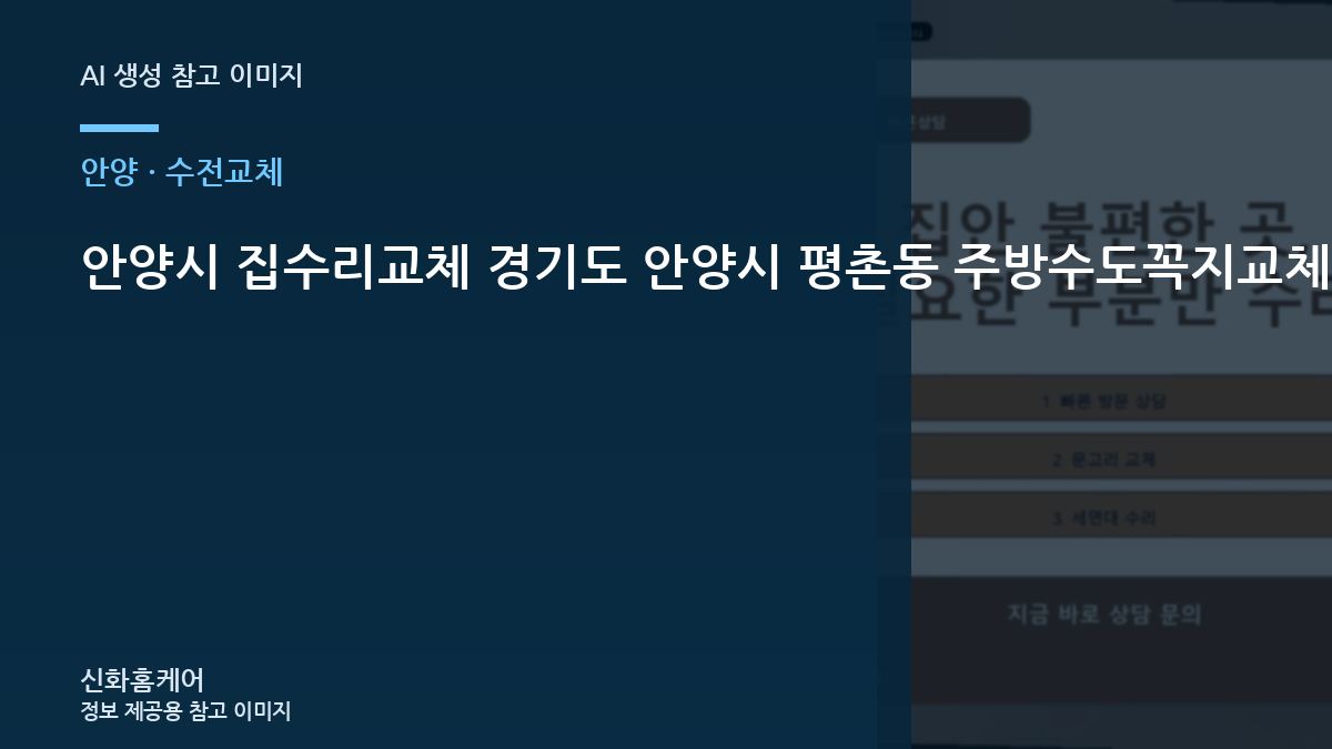 안양시 집수리교체 경기도 안양시 평촌동 주방수도꼭지교체, 현장에서 빠뜨리기 쉬운 점검 항목