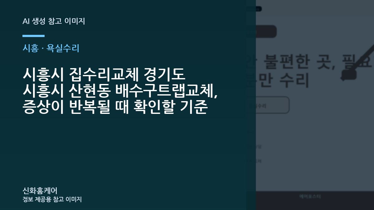 시흥시 집수리교체 경기도 시흥시 산현동 배수구트랩교체, 증상이 반복될 때 확인할 기준
