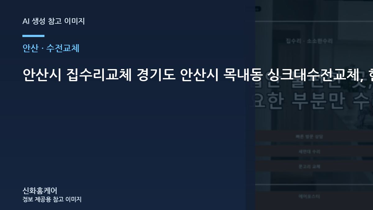 안산시 집수리교체 경기도 안산시 목내동 싱크대수전교체, 현장에서 빠뜨리기 쉬운 점검 항목