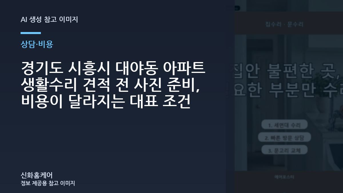 경기도 시흥시 대야동 아파트 생활수리 견적 전 사진 준비, 비용이 달라지는 대표 조건