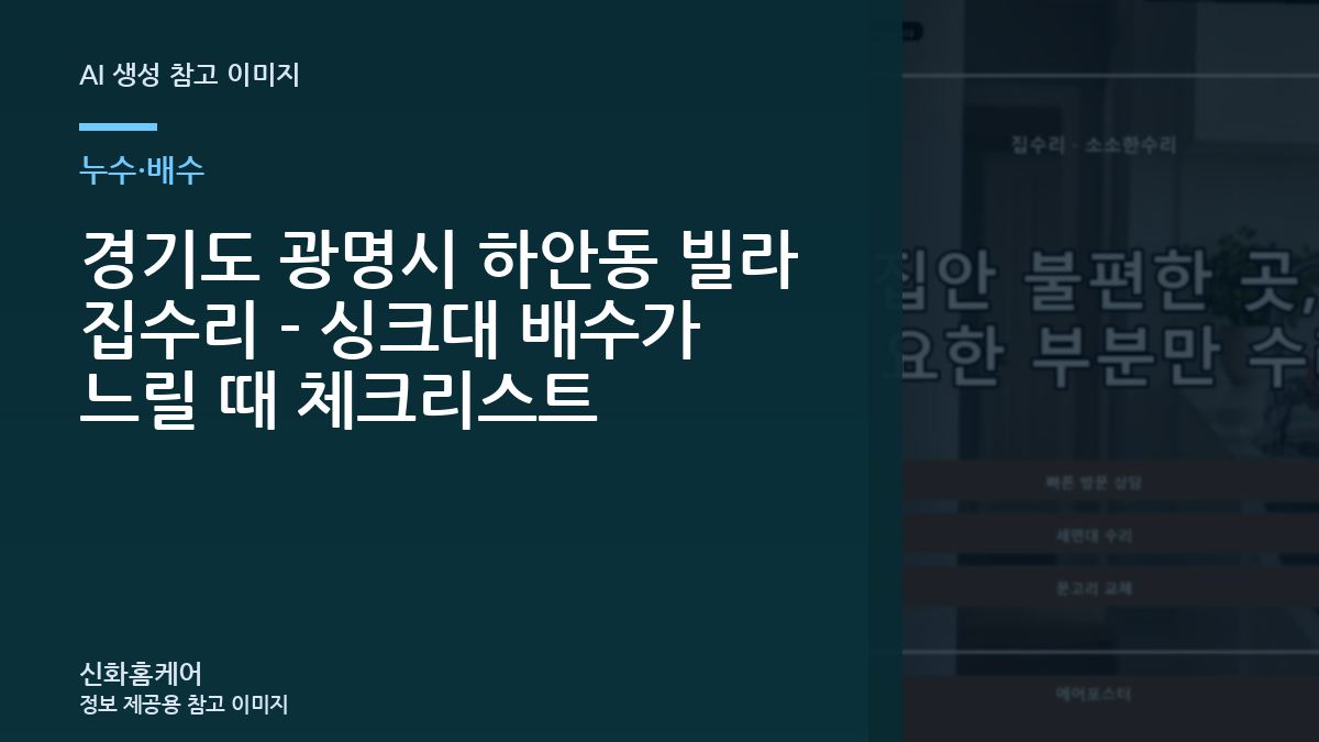 경기도 광명시 하안동 빌라 집수리 - 싱크대 배수가 느릴 때 체크리스트