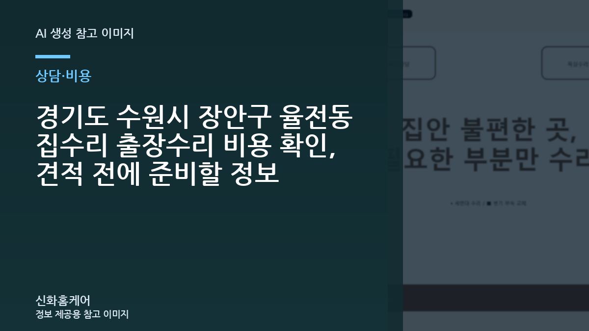 경기도 수원시 장안구 율전동 집수리 출장수리 비용 확인, 견적 전에 준비할 정보