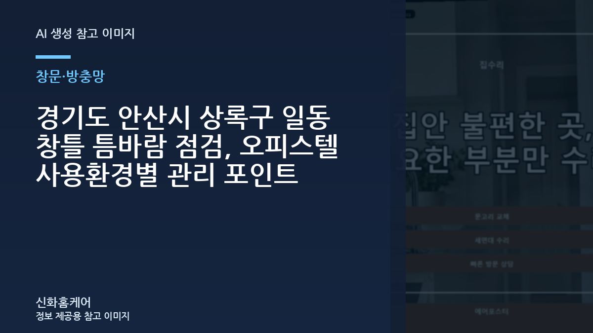 경기도 안산시 상록구 일동 창틀 틈바람 점검, 오피스텔 사용환경별 관리 포인트