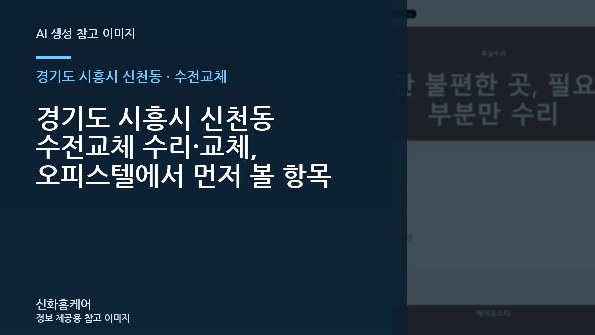 경기도 시흥시 신천동 수전교체 수리·교체, 오피스텔에서 먼저 볼 항목