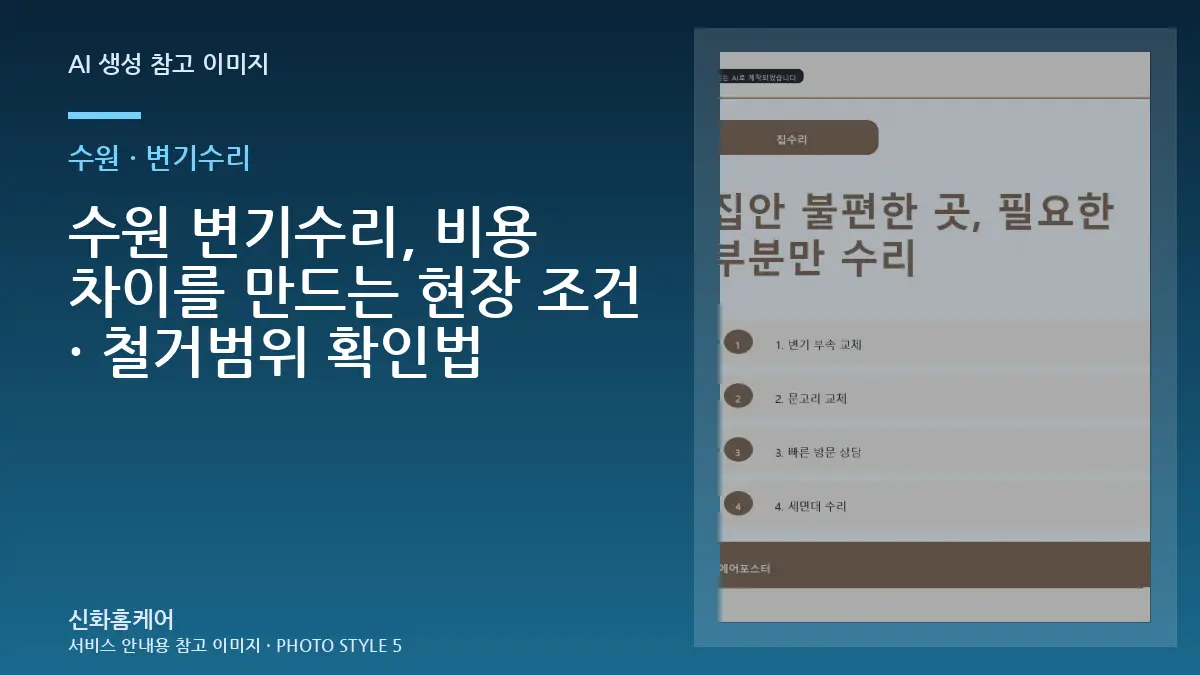 수원 변기수리, 비용 차이를 만드는 현장 조건 · 철거범위 확인법