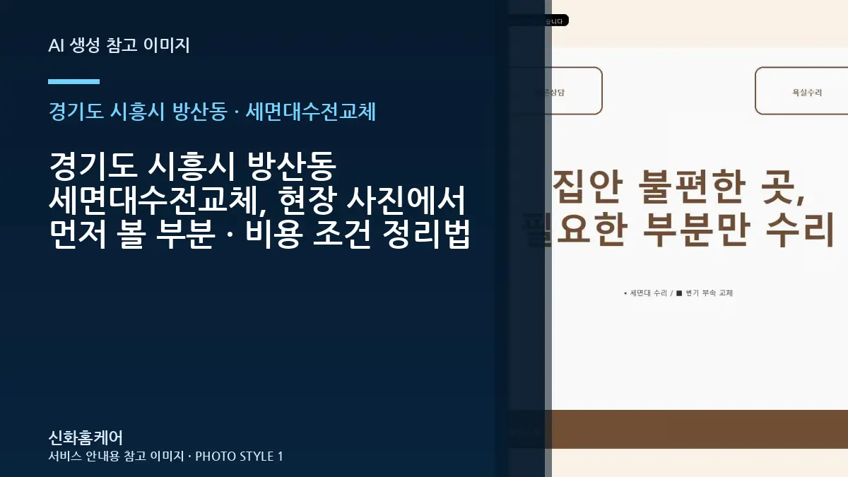 경기도 시흥시 방산동 세면대수전교체, 현장 사진에서 먼저 볼 부분 · 비용 조건 정리법