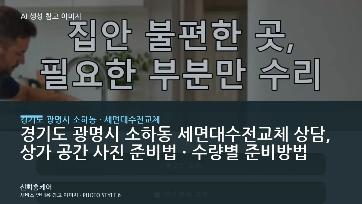 경기도 광명시 소하동 세면대수전교체 상담, 상가 공간 사진 준비법 · 수량별 준비방법