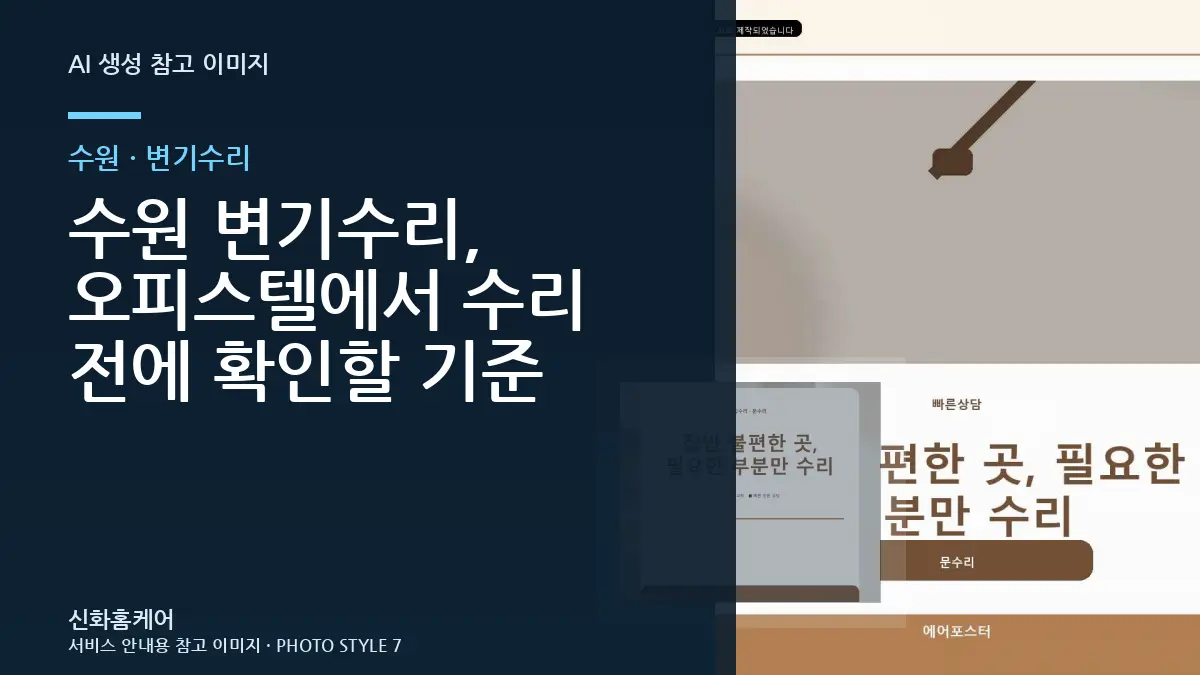 수원 변기수리, 오피스텔에서 수리 전에 확인할 기준
