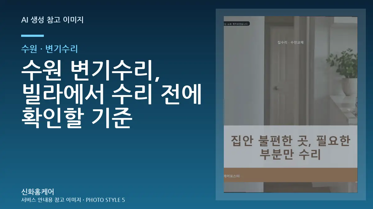 수원 변기수리, 빌라에서 수리 전에 확인할 기준