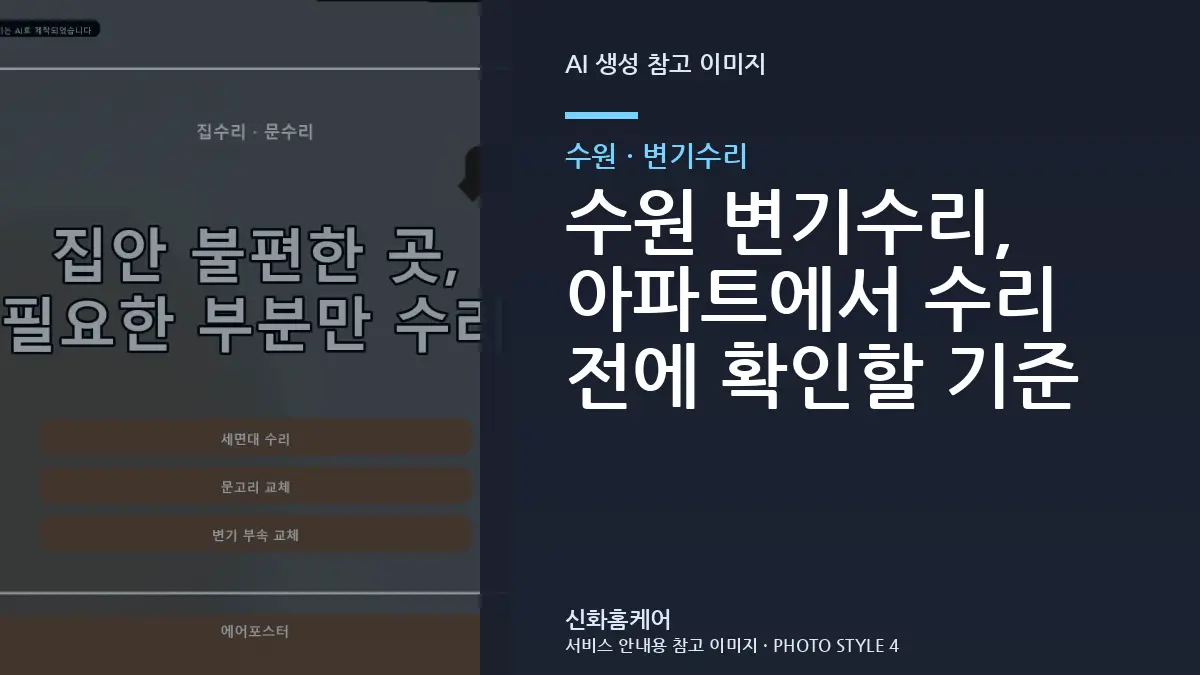 수원 변기수리, 아파트에서 수리 전에 확인할 기준